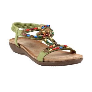 Lunar Womens/Ladies Mariella Beaded Sandals / Khaki